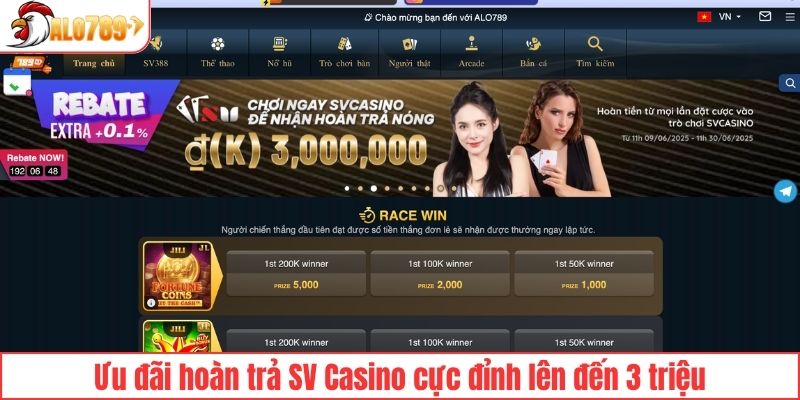 Ưu đãi hoàn trả SV Casino cực đỉnh lên đến 3 triệu